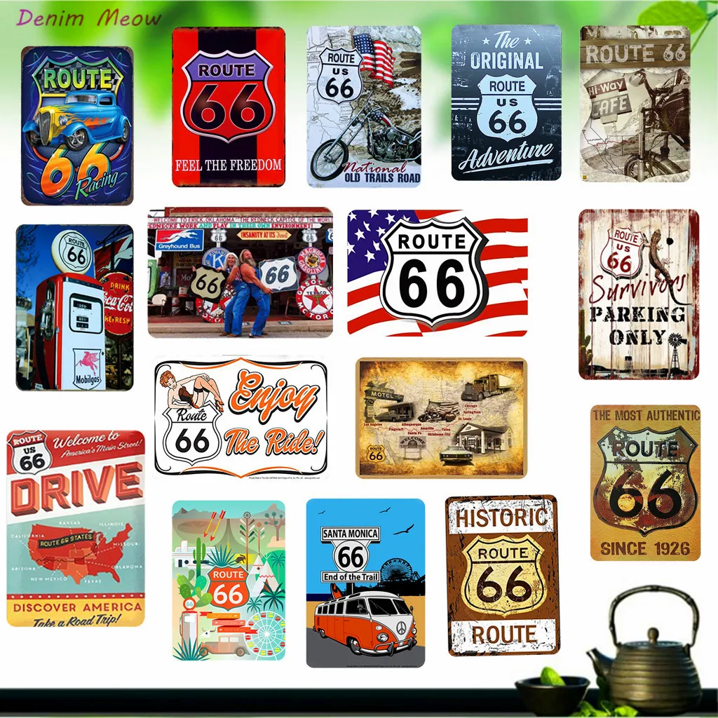 Новый стиль Route 66 табличка винтажные металлические жестяные знаки Декор для дома