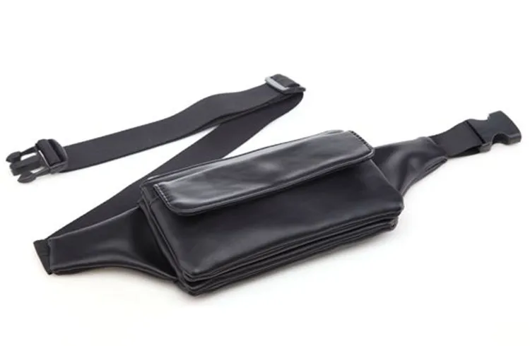 Engyee бренда небольшой талии мешок денег Для женщин сплошной черный кожаный бум карманные поясная сумка классический Рабочий ремень кошелек