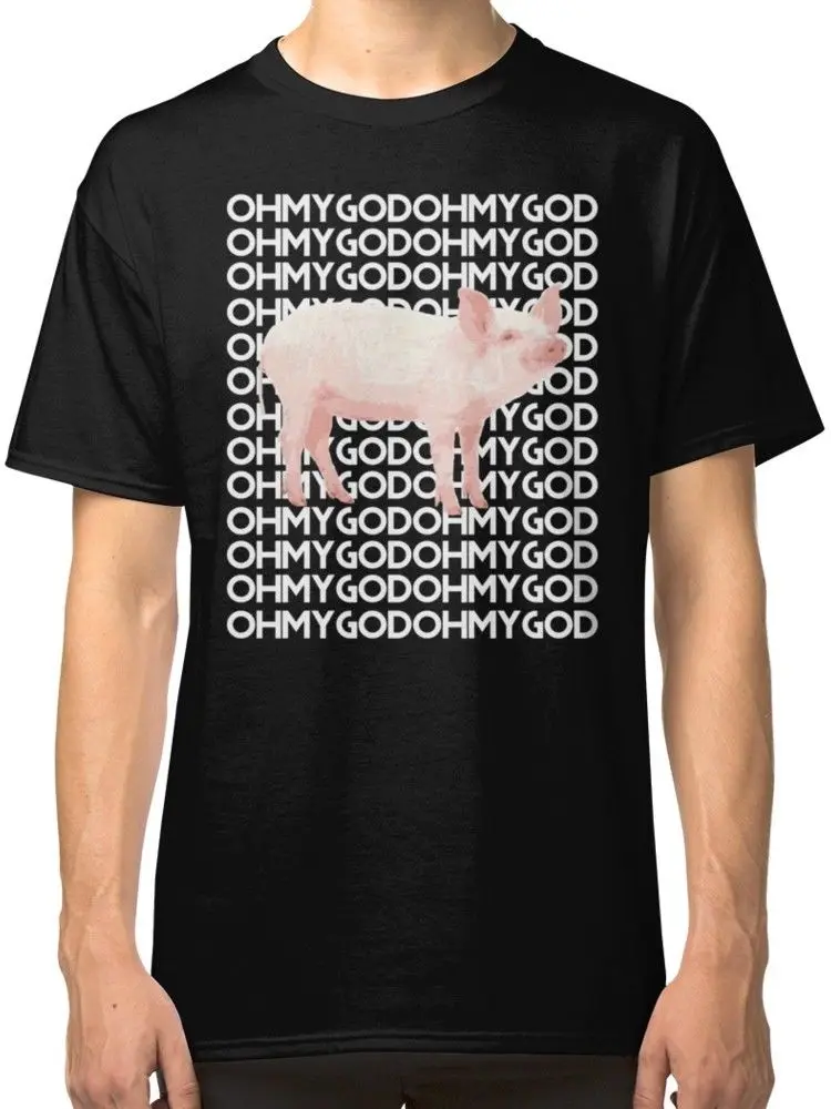 Cool Tees Crew Neck Oh My God Pig Shane Dawson Men's Black Tees Shirt