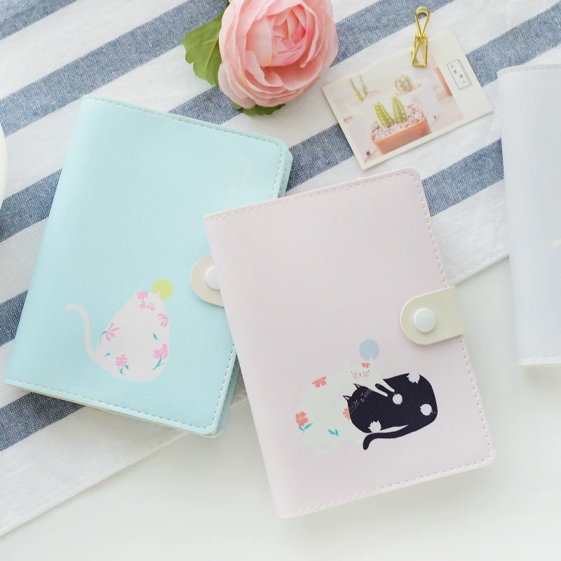 

A6 Cartoon Cat Leather Cover Notebook Sketchbook Schedule Travel Journal Monthly Planner Diary Notebook Agenda Cute Stationery