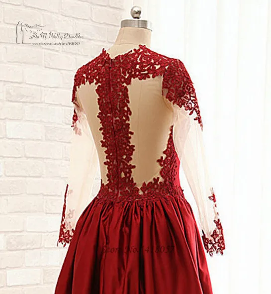 Vestido de Festa Curto бордовые короткие платья для выпускного вечера с длинными рукавами и кружевом импортные вечерние коктейльные платья