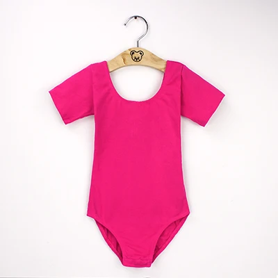Girls Ballet Leotards High Quality Ballet Bodysuit Teen Soft Lining Dancewear Kids Nylon Short Sleeve Gymnastics Leotards hotpink short sleeve