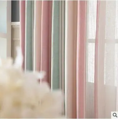 Новинка 2 цвета синие/розовые полосатые Современные/средиземноморские занавески
