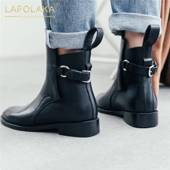 

Brand design top quality genuine cow leather ankle boots woman shoes fashion black shoes woman boots women shoes