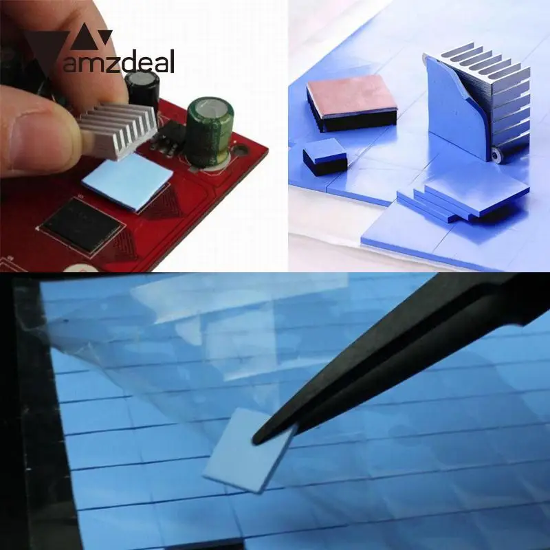 

amzdeal New Arrival 10x10x0.5mm For Thermal Silicone GPU CPU Heat sink Cooling High Conductive 1.5w/kv Pads Fin Durable