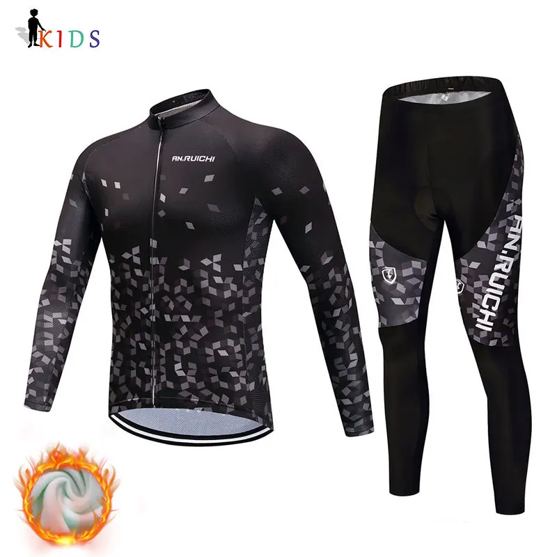 

Children Winter Cycling Clothing 2019 Kids Cycling Jersey Pro Thermal Fleece Cycling Clothing MTB Boys Long Sleeve Cycling Sets