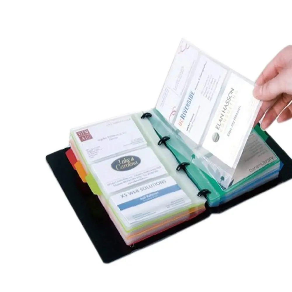 

MyLifeUNIT Portable Postcard Business Card Book 180 Cards Capacity Loose-leaf design Name Card Book Holder with 5 Color Tabs