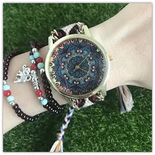 The trend of European and American leisure atmosphere Damen Bohemia simple watches female students watch retro Hand knit art