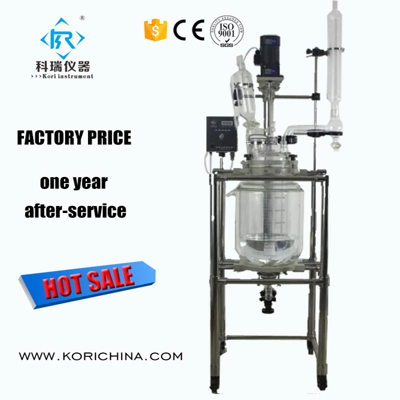 10L Lab Scale Chemical reaction vessel Dual Jacketed Glass