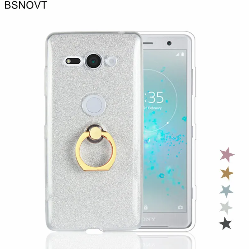

For Sony Xperia XZ2 Compact Case Silicone Bling Phone Case Shiny Glitter Cover For Sony XZ2 Compact Case Soft Finger Ring Cover