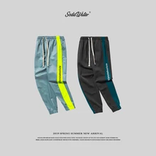 Сода воды уличная Мужская эластичная талия спортивные брюки джоггеры Брюки повседневные боковые полосы письмо брюки свободные пот брюки 8838W