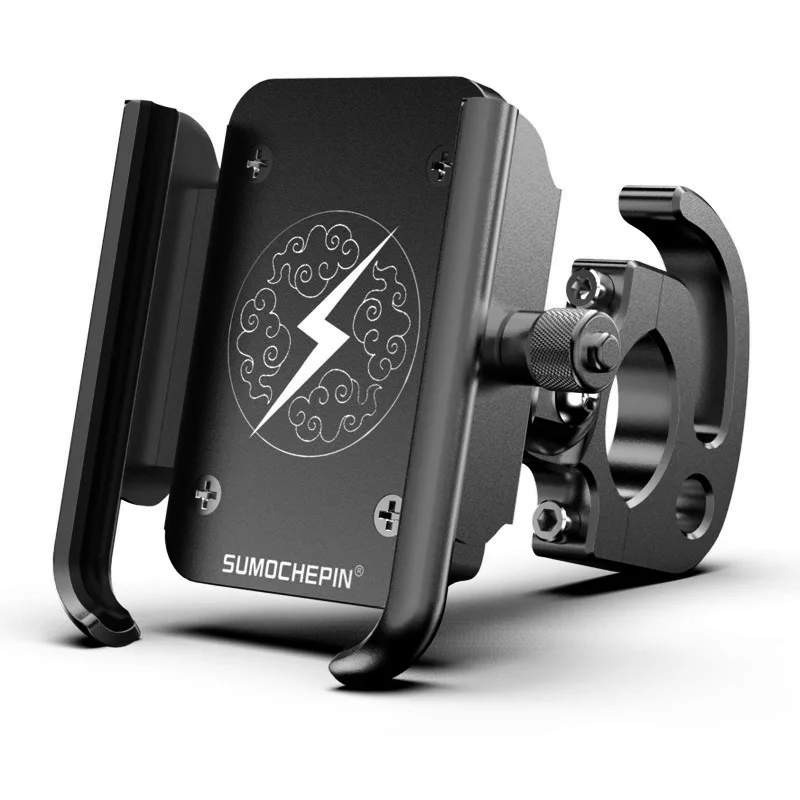 Алюминиевый сплав мотоциклетный держатель для телефона Руль держатель для горного велосипеда для 3,5-6," iPhone X XR 8 7 Plus samsung Note 8 - Цвет: Черный