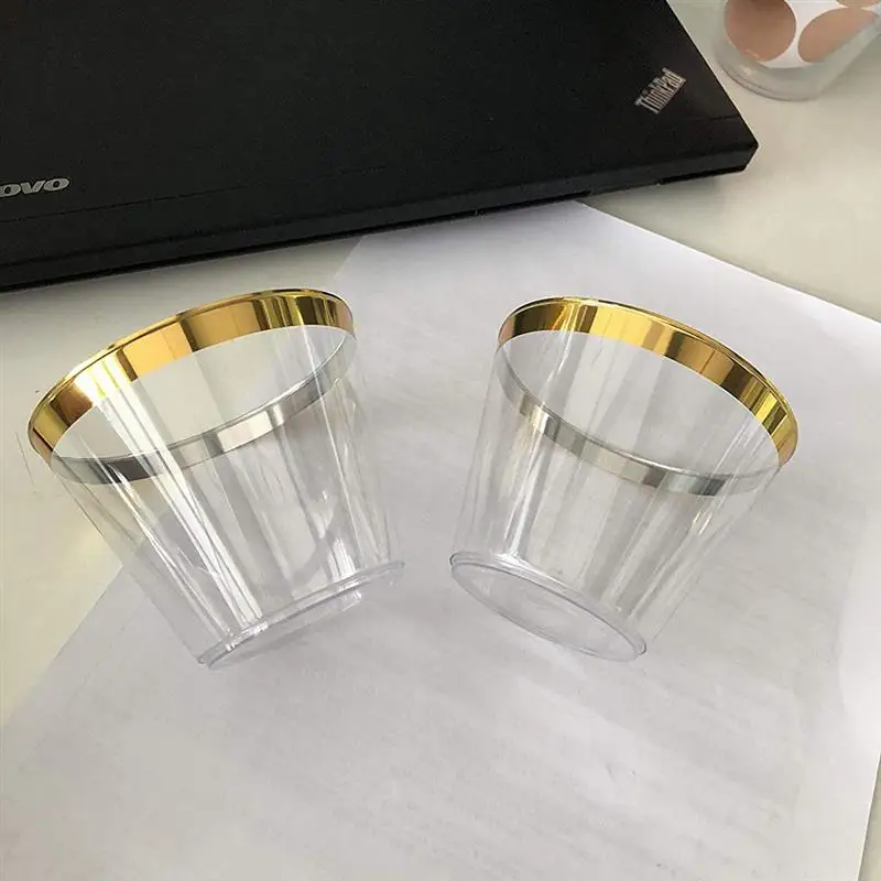 100PCS Fashion Eco-Friendly And Practical Wedding Party Gold Bronzing Plastic Cup Disposable Gold Plastic Cup For Festival