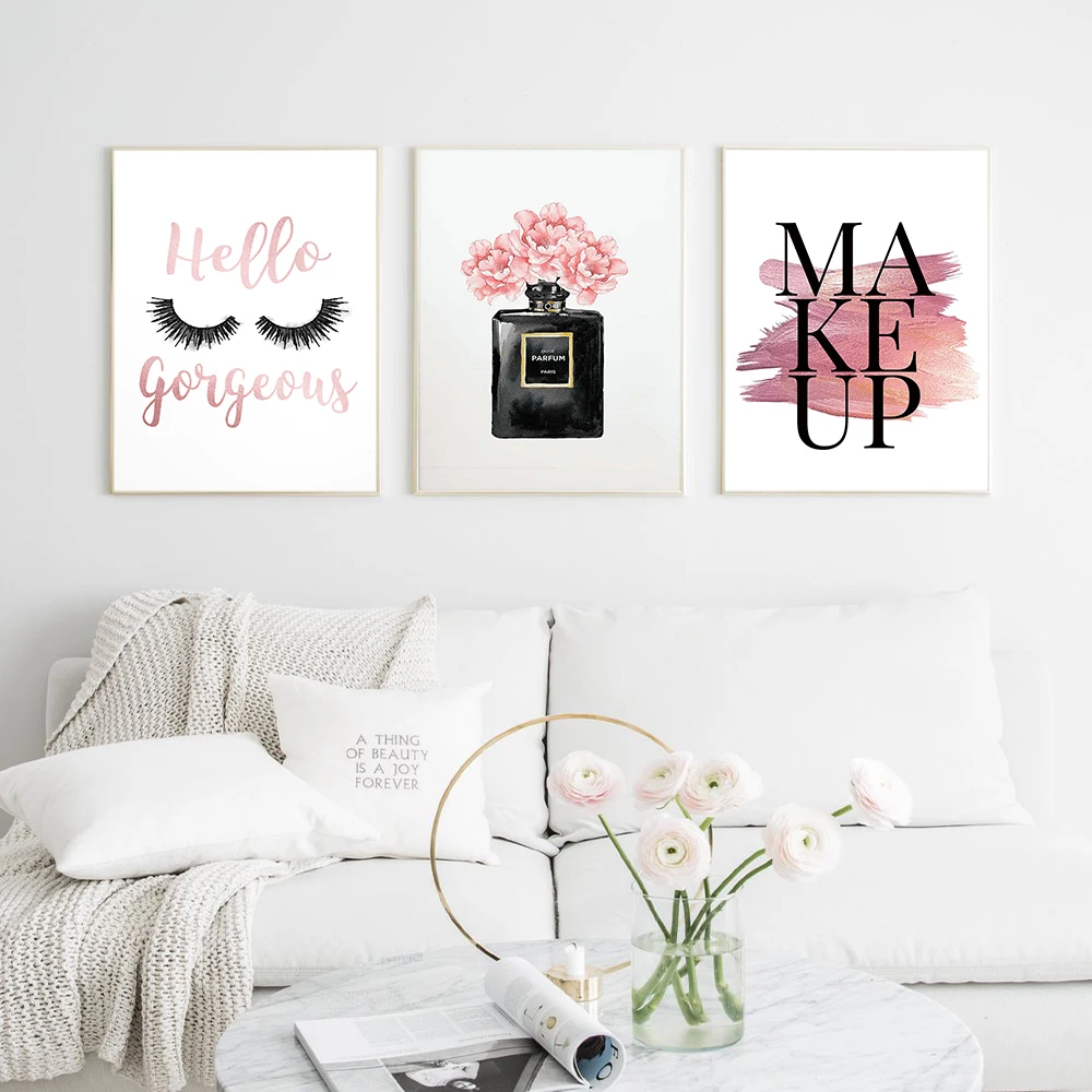 Постер для макияжа Nordic Wall Art модный холст с принтом ресниц картина в виде флакона