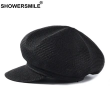 SHOWERSMILE, кепка Newsboy, детская, женская, черная, соломенная, шляпа художника, Дамская, Duckbill, Baker, шапки для мальчиков, брендовая, летняя, женская, модная кепка художника