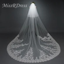 MissRDress Соборная Аппликация Свадебные вуали кружево блестки Край свадебная вуаль с расческой два слоя Вуаль Свадебные аксессуары JKm44