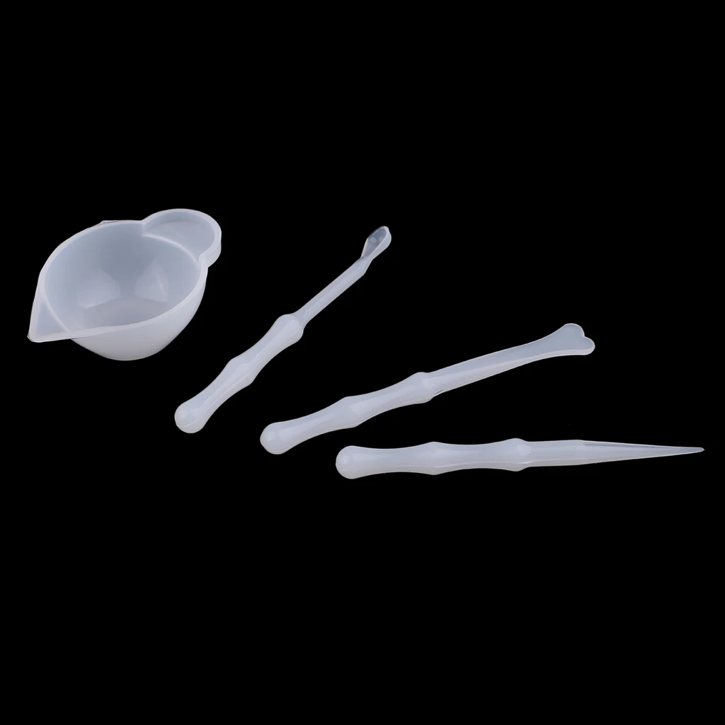 4pcs UV Resin Color Mixing Silicone Cup Mini Silicone Mixing Dish and Stirrers Epoxy Resin DIY Casting Jewelry Craft Tools