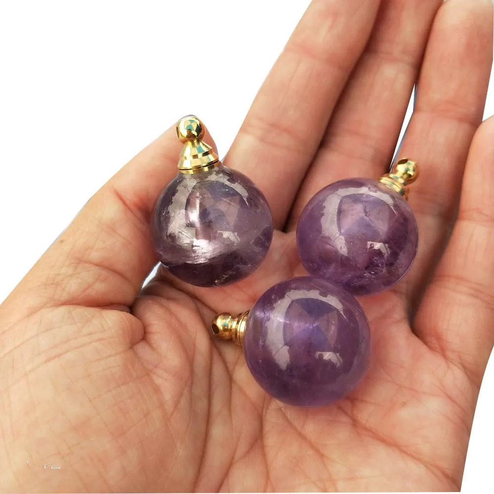 Natural aquamarine amethyst crystal pendant carved wishing bottle perfume bottle necklace lanugo bottle auspicious gift