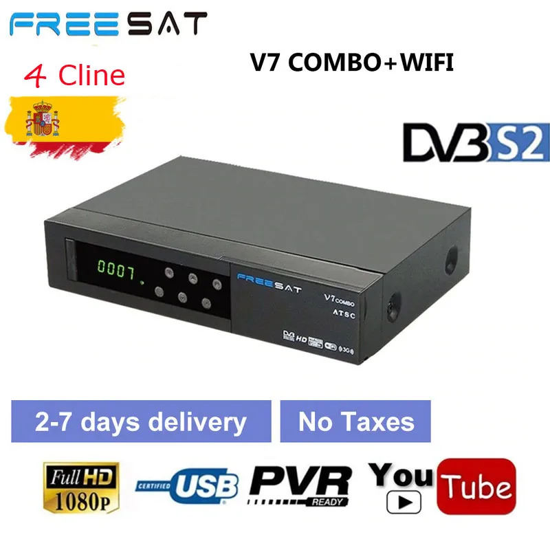 

Freesat V7 Combo 1080P Satellite Receiver HD DVB-S2+T2 Support H.265 Newam Youtube USB Wifi+Europe 4 Cline Cccam VS FREESAT V7