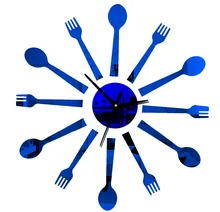 

spoon fork kitchen wall clock 3d acrylic mirror clocks new arrival diy kids wall clocks home decor modern design wall clock