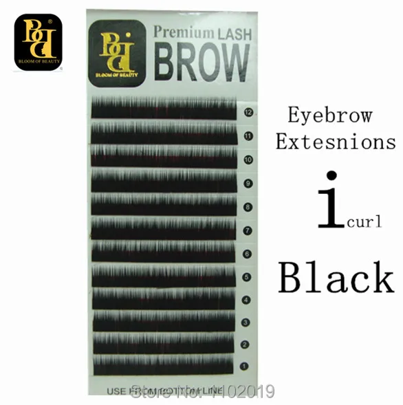 

New Arrival I curl black color 12row/tray Faux Mink Eyebrow Extensions Makeup for Permanent Eyebrow free shipping