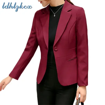

Blazer Feminino Black 6 Colors Plus Size Long Sleeve Blazers 2018 New Autumn Winter Korean Office One Button Slim Clothing LD676