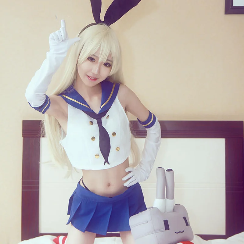 

Anime Shimakaze Uniforms Cosplay Costume with Socks Shimakaze Cosplay Wig Free Shipping
