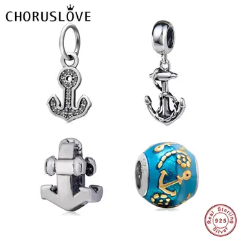 

Choruslove Anchor and Rope Charms Authentic 925 Sterling Silver Golden Symbol of Stability Beads fit Pandora Travel Bracelet