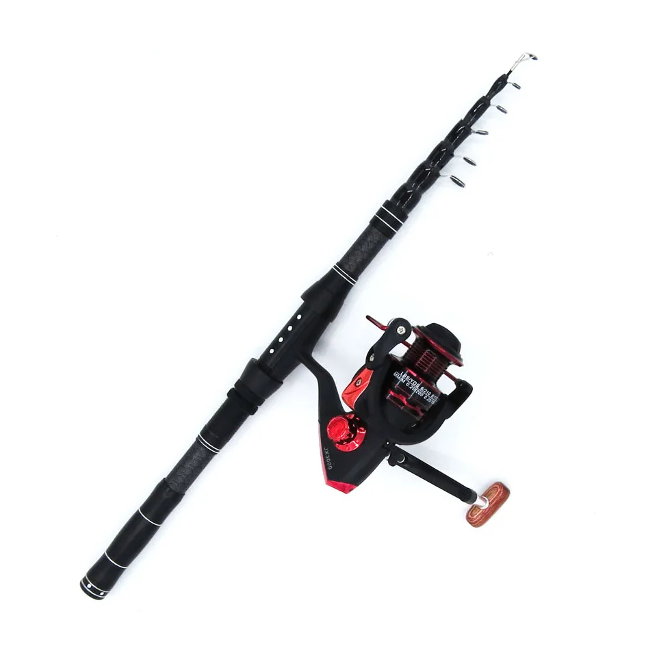1.8-2.4M rod combo carbon telescopic spinning fishing rod with reel ultralight portable short hard travel rod set boat rock pole