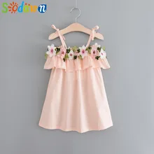 Sodawn/ г. Новая осенняя одежда для маленьких девочек модное Брендовое платье с вышивкой на плечах Топ, детская одежда мини-платье 3-7Y