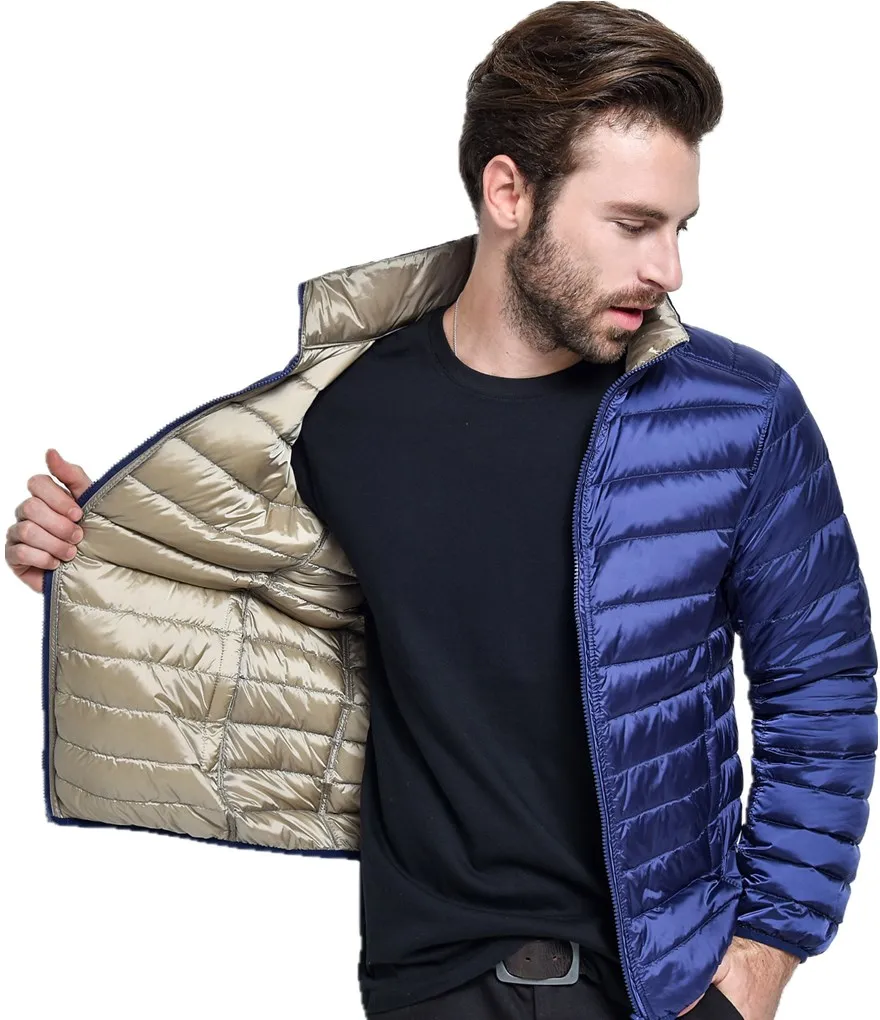 2017 New Ultra Light Duck Down Jacket Men Feather Man Winter Double Side Reversible Parka Coats