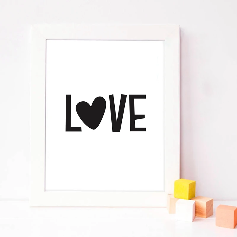 Dorm Wall Art Letter Love Quote Canvas Prints Sweet Heart Canvas Poster