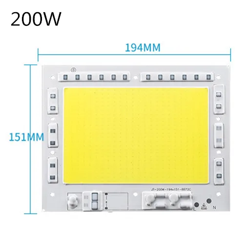 Светодиодный COB 5054, черный светильник King Kong, 35 Вт, 50 Вт, 100 Вт, 200 Вт, 220 В, Smart IC, подходит для DIY, высокая мощность, не нужен драйвер, прожектор, светильник - Испускаемый цвет: 200W  220V