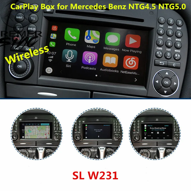 Aftermarket Беспроводной CarPlay Smart Box для Mercedes Benz W176 W246 W205 W207 W216 W212 W218 NTG4.5 NTG5.0