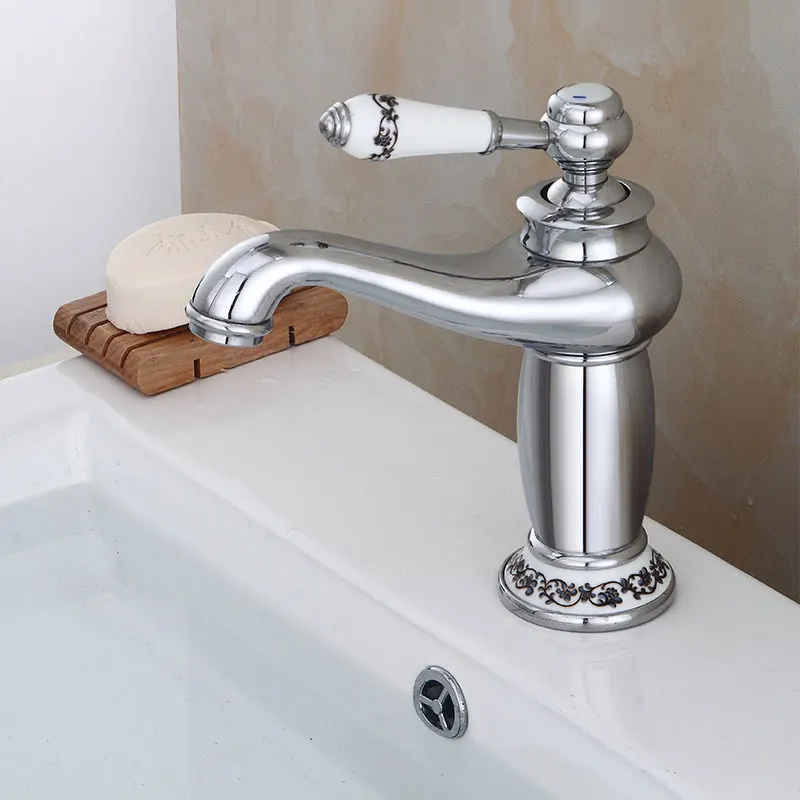 Kaufen Bad Wasserhahn Antike Bronze Kupfer Heiße und Kalte Deck Montiert, Waschbecken Tap Keramik dekoration Messing Gold Fertig