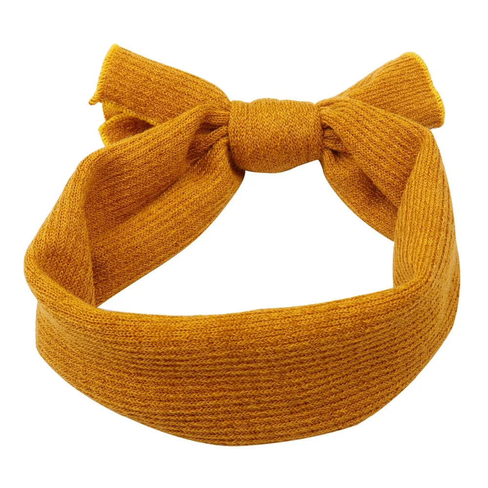 

2019 Hair Accessories Spring Knitted Bow Headband For Girls Crochet Knotted Elastic Hair Band Girl Hairband Headwrap