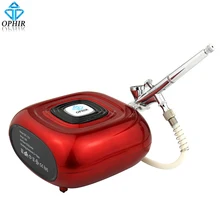 OPHIR Professional Makeup Airbrush Kit with Red Mini Air Compressor 0.2mm Airbrush Sprayer for Cosmetic_AC123R+AC073 OPHIR Professional Makeup Airbrush Kit with Red Mini Air Compressor 0.2mm Airbrush Sprayer for Cosmetic_AC123R+AC073