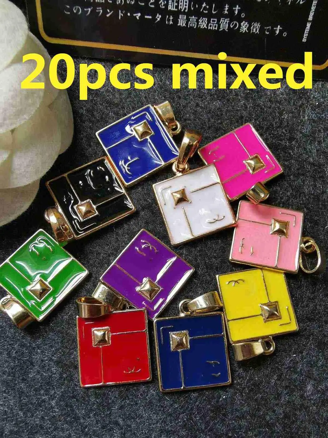 20pcs/lot per lot squar pendant charms DIY decoration bracelets necklace Accessories bdcm - Окраска металла: mixed 20pcs