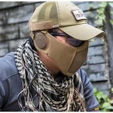 OneTigris Tactical Foldable Mesh Mask With Ear Protection for Airsoft Paintball with Adjustable Elastic Belt Strap outdoor protective transparent plastic mask with elastic strap