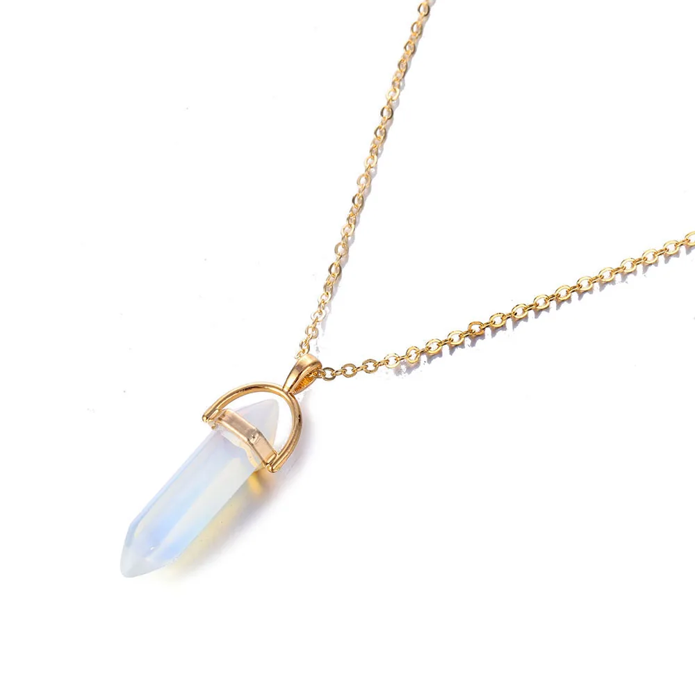 Золотой цвет натуральный кристалл Камень Подвески Колье до ключиц ожерелья
