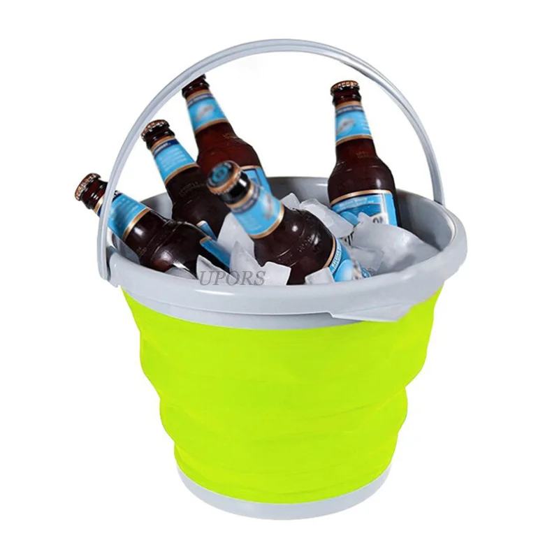 UPORS 5/10L Collapsible Silicone Ice Bucket Food Grade Whisky Beer Wine Cooler Folding Ice Cube Champagne Bucket Bar Accessories