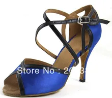 Sexy Ladies Blue Satin LATIN Shoes Ballroom Dance Shoes Salsa Tango Shoes Samba Dancing Shoes
