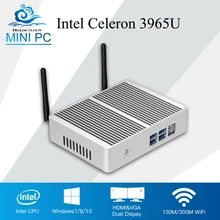 Mini Computer Desktop 4K Play Mini PC Dual Core Celeron 3965U Kaby Lake Windows 10 Office Computer Fanless HDMI HTPC TV Box