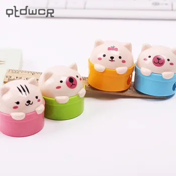 

Novelty Double Holes Pencil Sharpener Cat and Bear Plastic Pencil Sharpener Pencil Cutter Knife School Student Supplies