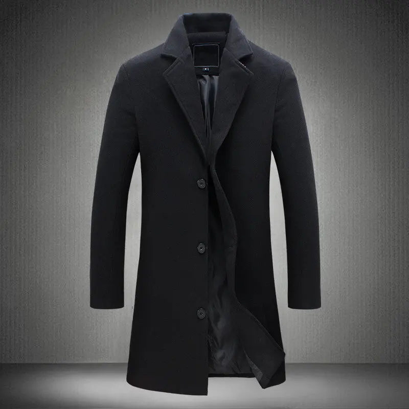MRMT Брендовые мужские куртки, длинные одноцветные однобортные пальто, повседневное пальто для мужчин, верхняя одежда - Цвет: Черный