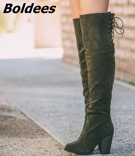 dark green knee high boots