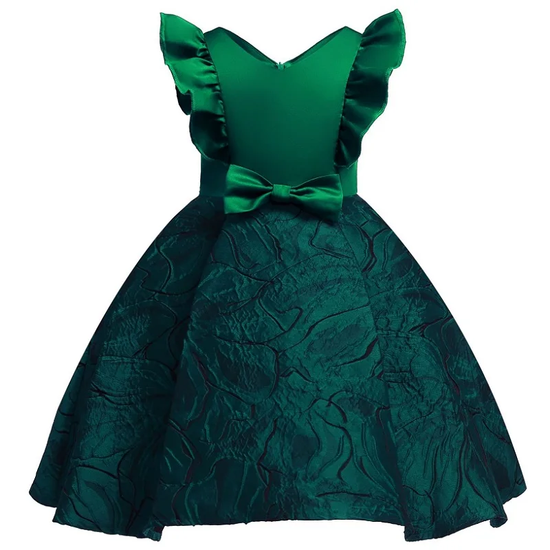 Новое длинное платье принцессы с рисунком для девочек на день рождения, свадьбу, вечеринку Детский Рождественский костюм, одежда платья для выпускного вечера от 4 до 14 лет - Цвет: green
