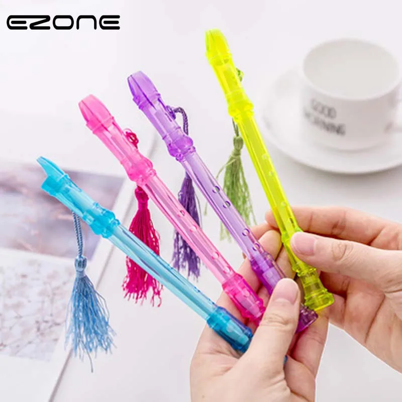 

EZONE Flute Shape Luminous Pens Creative Gel-Ink Pen Colorful 0.5mm DIY Pens For School Office Stationery Kids Gift Supply