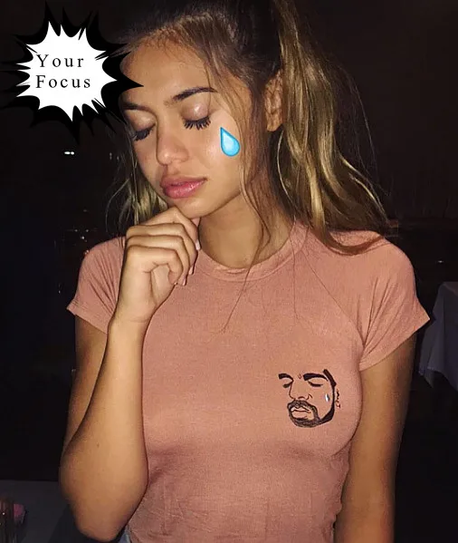 

2018 summer sexy funny Drake tears embroidery cropped tight and short crop top women t-shirt