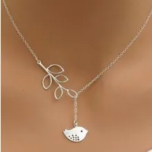 Hot Bird And Branch Necklace, Silver Bird Necklace, Branch Tree Leaves Necklace Earrings Bracelet Set Clavicle Chain For Women